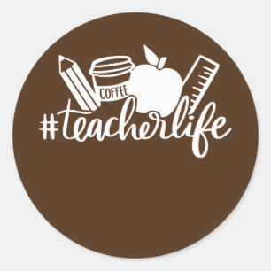 Adesivo Redondo Professora do Teacher Life Apple Coffee