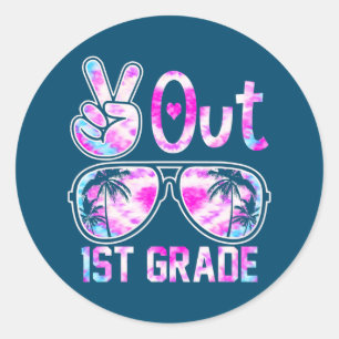 Adesivo Redondo Professora do último dia de escola de Peace Out 1r