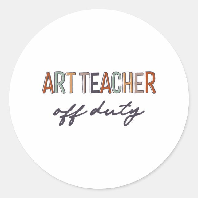 Adesivo Redondo Professora Em Serviço No Dia Passado Do Fim Da Esc (Frente)