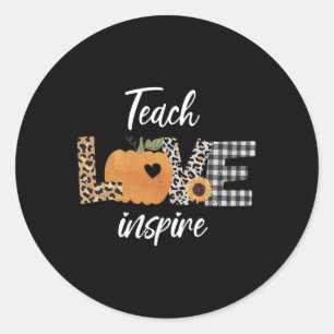 Adesivo Redondo Professora Ensinando Amor Inspira Queda Autumn Pum
