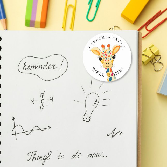 Adesivo Redondo Professora Girafa Bem feita Estudante (Criador carregado)