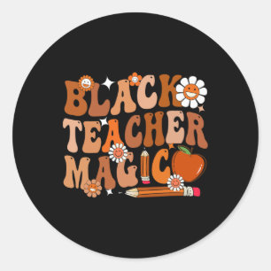 Adesivo Redondo Professora Groovy Black Teacher M - História Negra