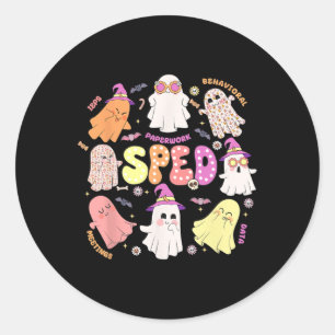 Adesivo Redondo Professora Halloween Spooky Equipe Especial de Edu