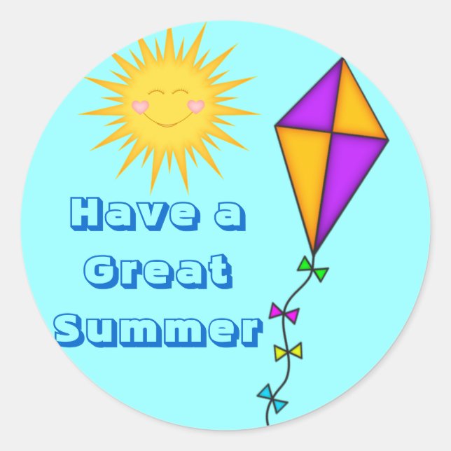 Adesivo Redondo Professora/Mãe Pintam Sol de Verão e pipa (Frente)