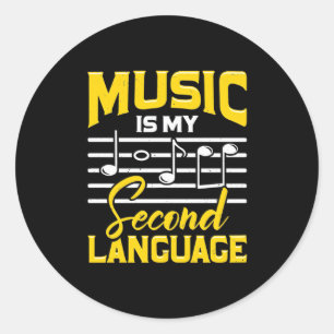 Adesivo Redondo Professora Música É Meu Segundo Idioma