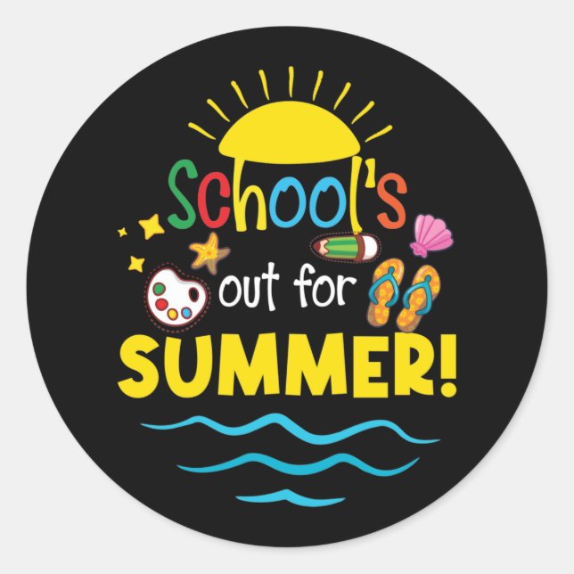 Adesivo Redondo Professora no final do ano está no verão (Frente)