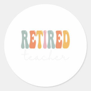 Adesivo Redondo Professora Retro Groovy Women Feliz Primeiro Dia D