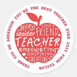 Adesivo Redondo Professora Stickers - As melhores citações são