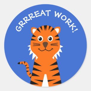 Adesivo Redondo Professores bem cozidos do tigre azuis