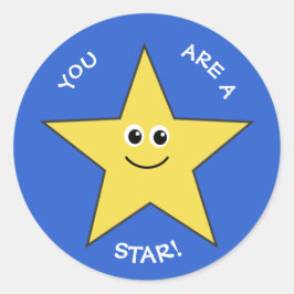 Adesivo Redondo Professores de estrelas amarelas elogiam o azul