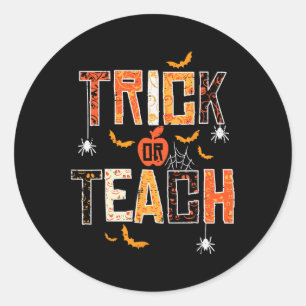 Adesivo Redondo Professores De Trick Ou Ensino Retro Halloween Hom