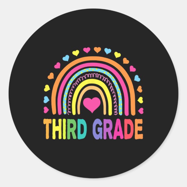 Adesivo Redondo Professores Do Arco-Íris Do Grau 3º Grau Crianças  (Frente)