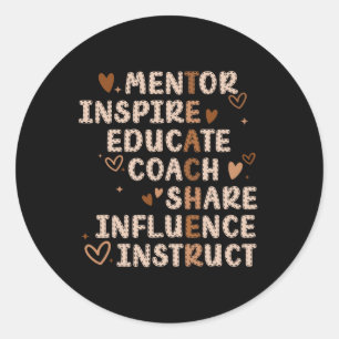 Adesivo Redondo Professores Mentor Inspire Educar Coach Influencia