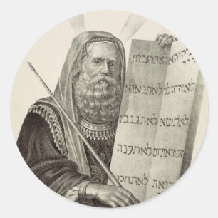 Adesivo Redondo Profeta Moisés com os comprimidos da lei