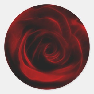 Adesivo Redondo Profundidade da rosa vermelha do amor