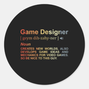 Adesivo Redondo Programador de Jogo Definição do Designer de Jogo 