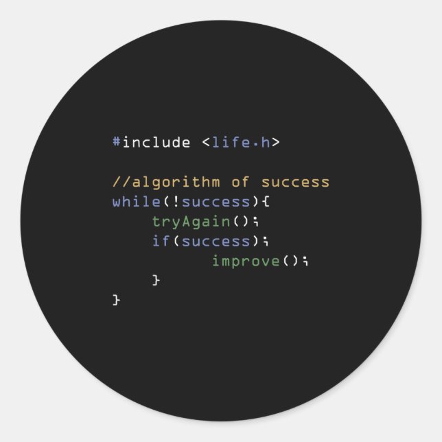 Adesivo Redondo Programadores Memória de Computação Codificando Hu (Frente)