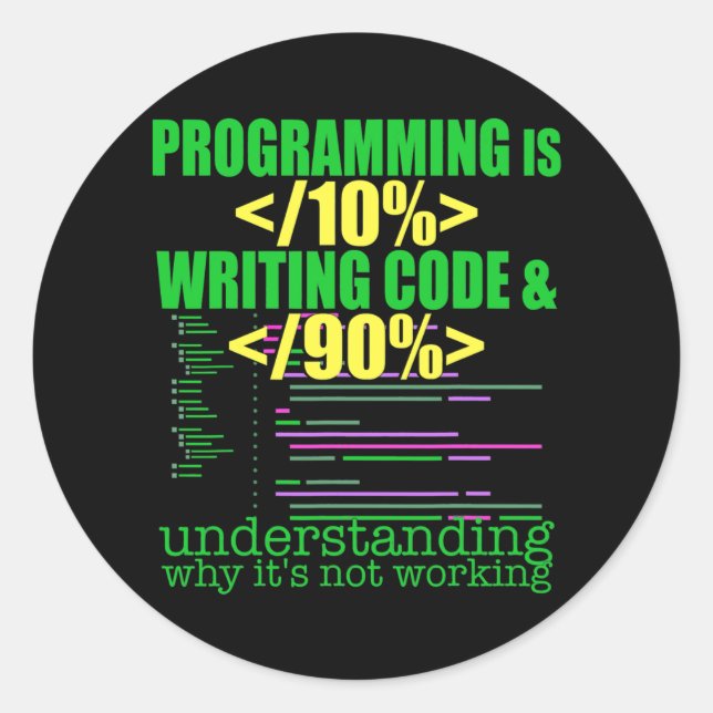 Adesivo Redondo Programmer Software Developer Computer Engineer (Frente)