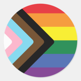Adesivo Redondo Progress Pride Flag