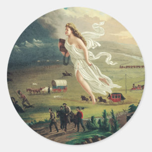 Adesivo Redondo Progresso Americano de John Gast