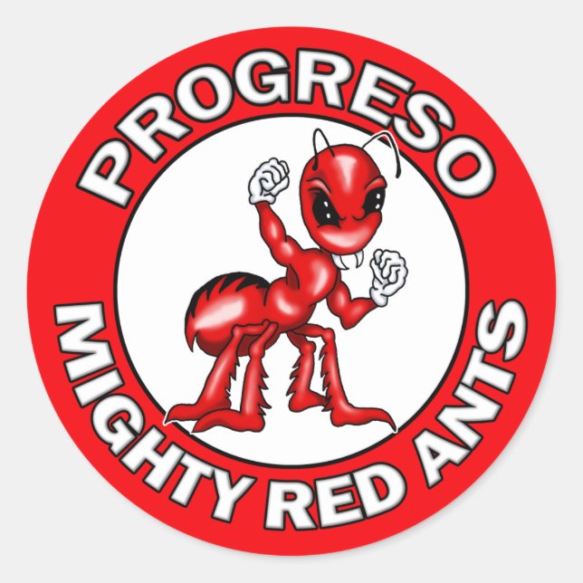Adesivo Redondo Progresso Mighted Red Ants Stickers (Frente)