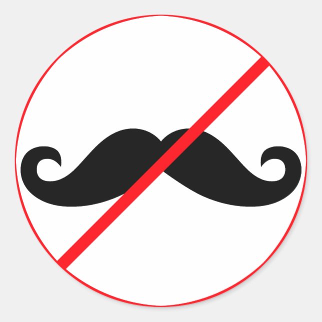 Adesivo Redondo Proibir Bigodes! (Frente)