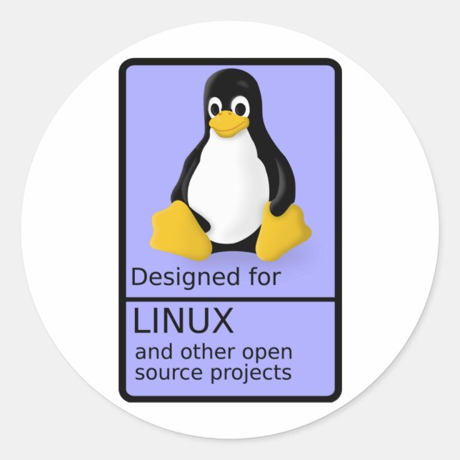 Adesivo Redondo Projetado para Linux (Frente)