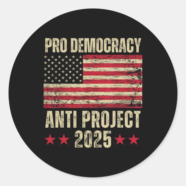 Adesivo Redondo Projeto Democracy Anti Project 2025 Stop Project 2 (Frente)