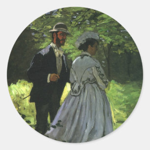 Adesivo Redondo Promenaders por Claude Monet, impressionismo do