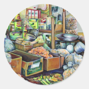 Adesivo Redondo Promessas encantadoras do belo Tekka Center, Singa