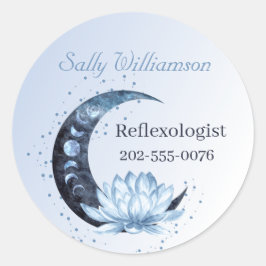Adesivo Redondo Promoção da Lua de Negócios da Flor Azul Lotus