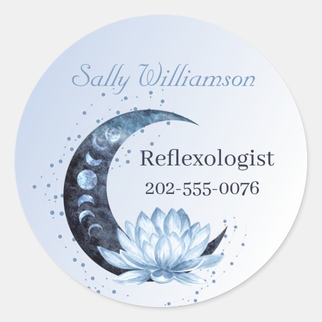 Adesivo Redondo Promoção da Lua de Negócios da Flor Azul Lotus (Frente)