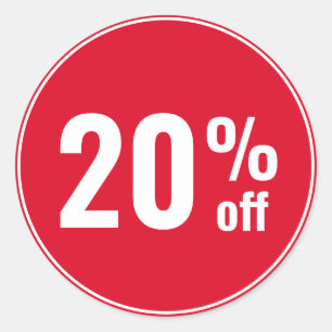 Adesivo Redondo Promoção de Desconto de 20 Porcento