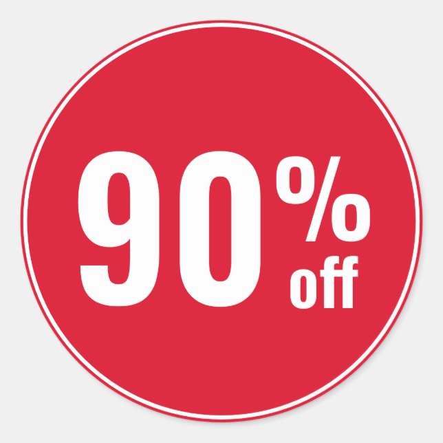 Adesivo Redondo Promoção de Desconto de 90 Porcento (Frente)