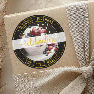 Adesivo Redondo Promoção do bolo de casamento e de aniversário