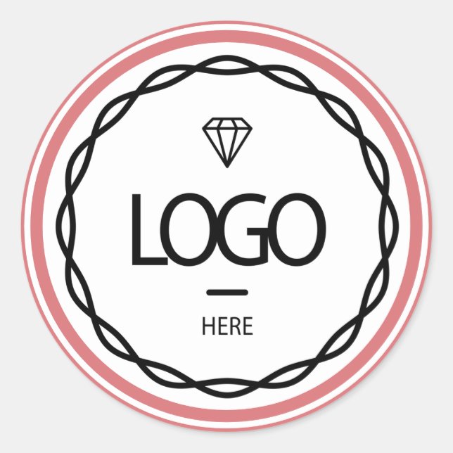 Adesivo Redondo Promocional Logotipo Personalizado Rosa de Pó Bele (Frente)