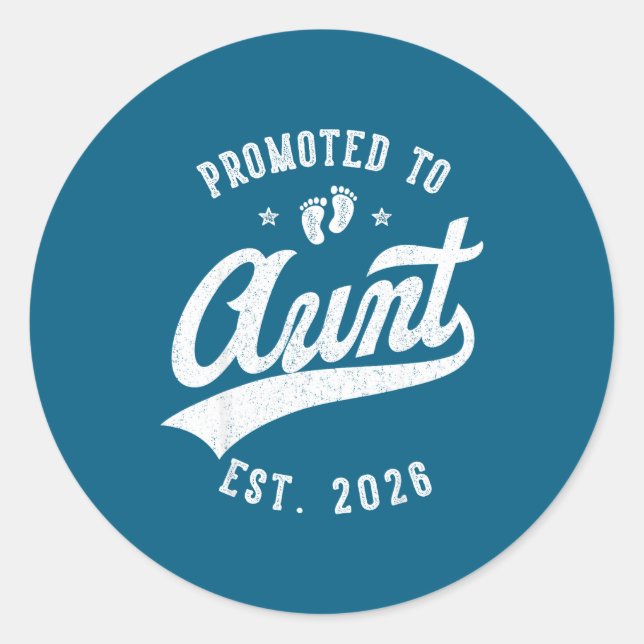 Adesivo Redondo Promoted To Aunt 2026 Baby Announcement Family Mat (Frente)