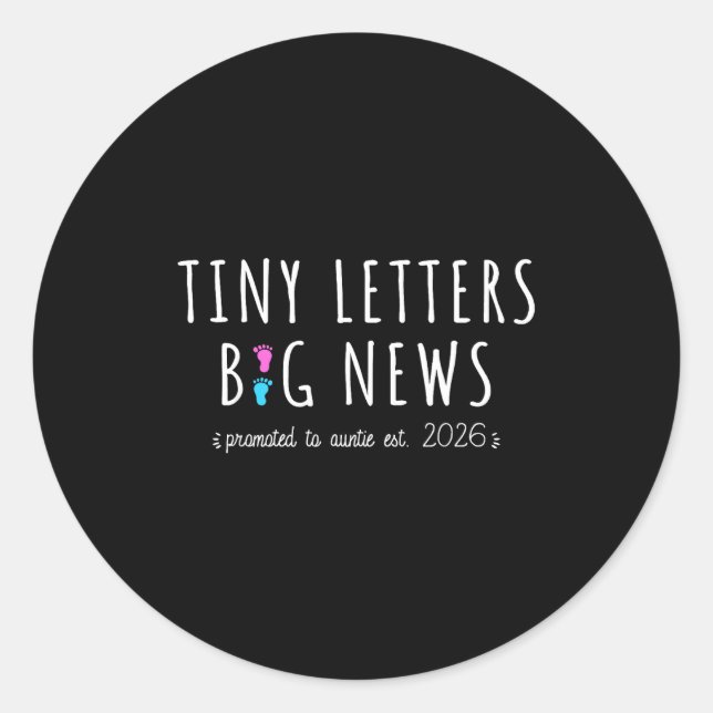 Adesivo Redondo Promoted To Auntie 2026 Baby Announcement First Ti (Frente)