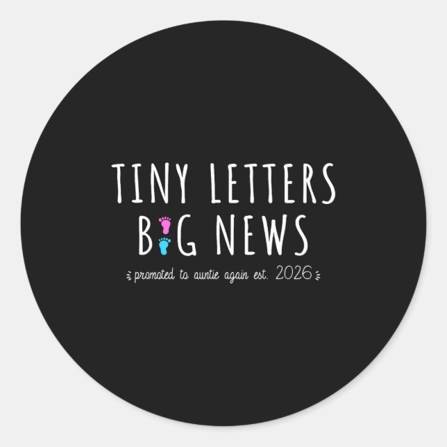 Adesivo Redondo Promoted To Auntie Again 2026-2nd Baby Announcemen (Frente)