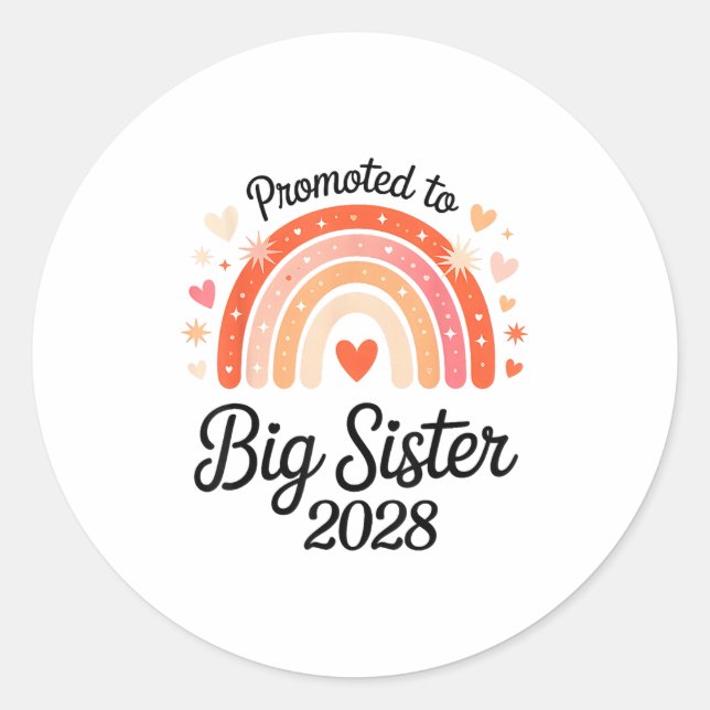 Adesivo Redondo Promoted To Big Sister 2028 New Baby Pregnancy Ann (Frente)