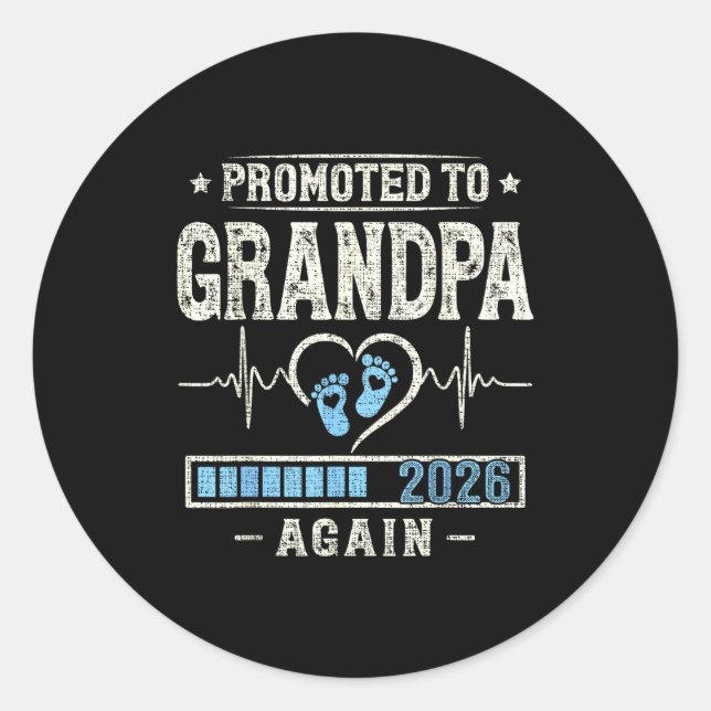 Adesivo Redondo Promoted To Grandpa Again 2026 Expecting Baby Gran (Frente)