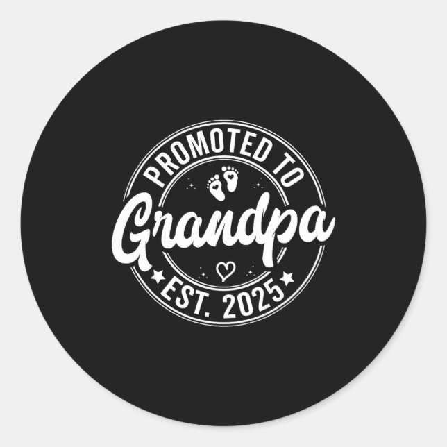 Adesivo Redondo Promoted To Grandpa Est 2025 Grandparents New Gran (Frente)
