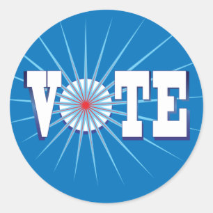 Adesivo Redondo Promova a Votação com este VOTE Azul