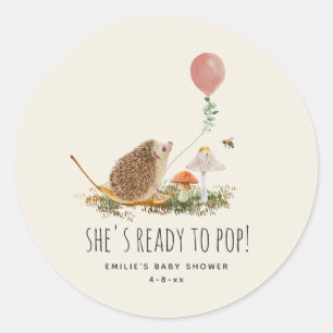 Adesivo Redondo Pronta para Pop Mushroom Hedgehog Balloon Girl