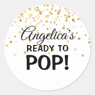 Adesivo Redondo Pronto para Chá de fraldas personalizado branco