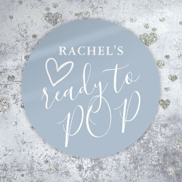 Adesivo Redondo Pronto Para Estourar Coração Fofo em Azul Empoeira