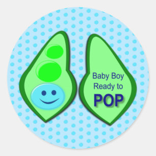 Adesivo Redondo Pronto para Pop Baby Boy Blue Pea