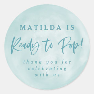 Adesivo Redondo Pronto para pop! chá de fraldas por favor obrigad