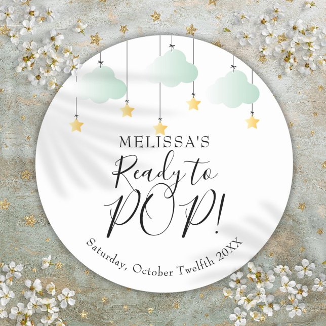 Adesivo Redondo Pronto Para POP Twinkle Twinkle  Chã de Bebê (Ready To POP Twinkle Twinkle Baby Shower Classic Round Sticker)