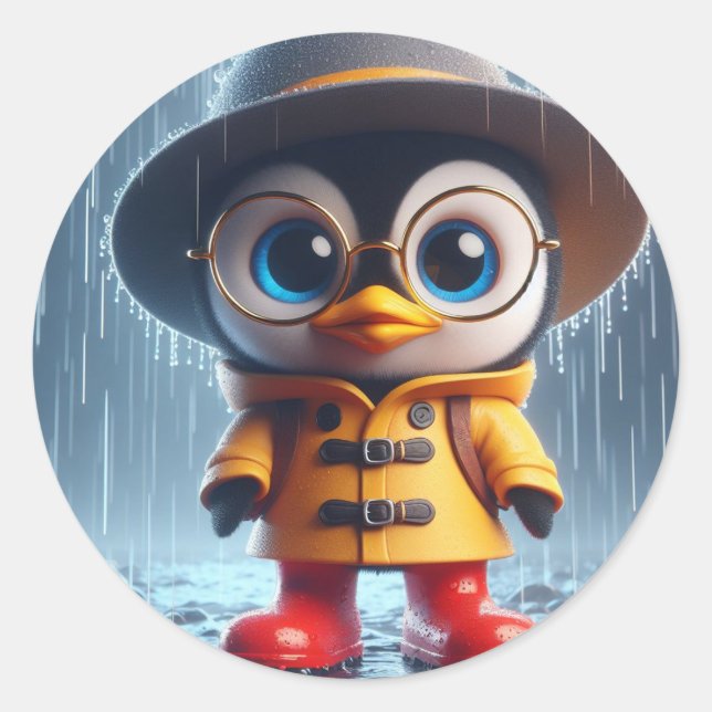 Adesivo Redondo Pronto para qualquer Pinguim (Frente)